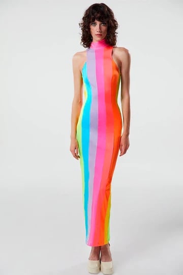 NWT Revolve New Arrivals Women's US S/EU 34 Iggy Dress In Cova Santa Rainbow.