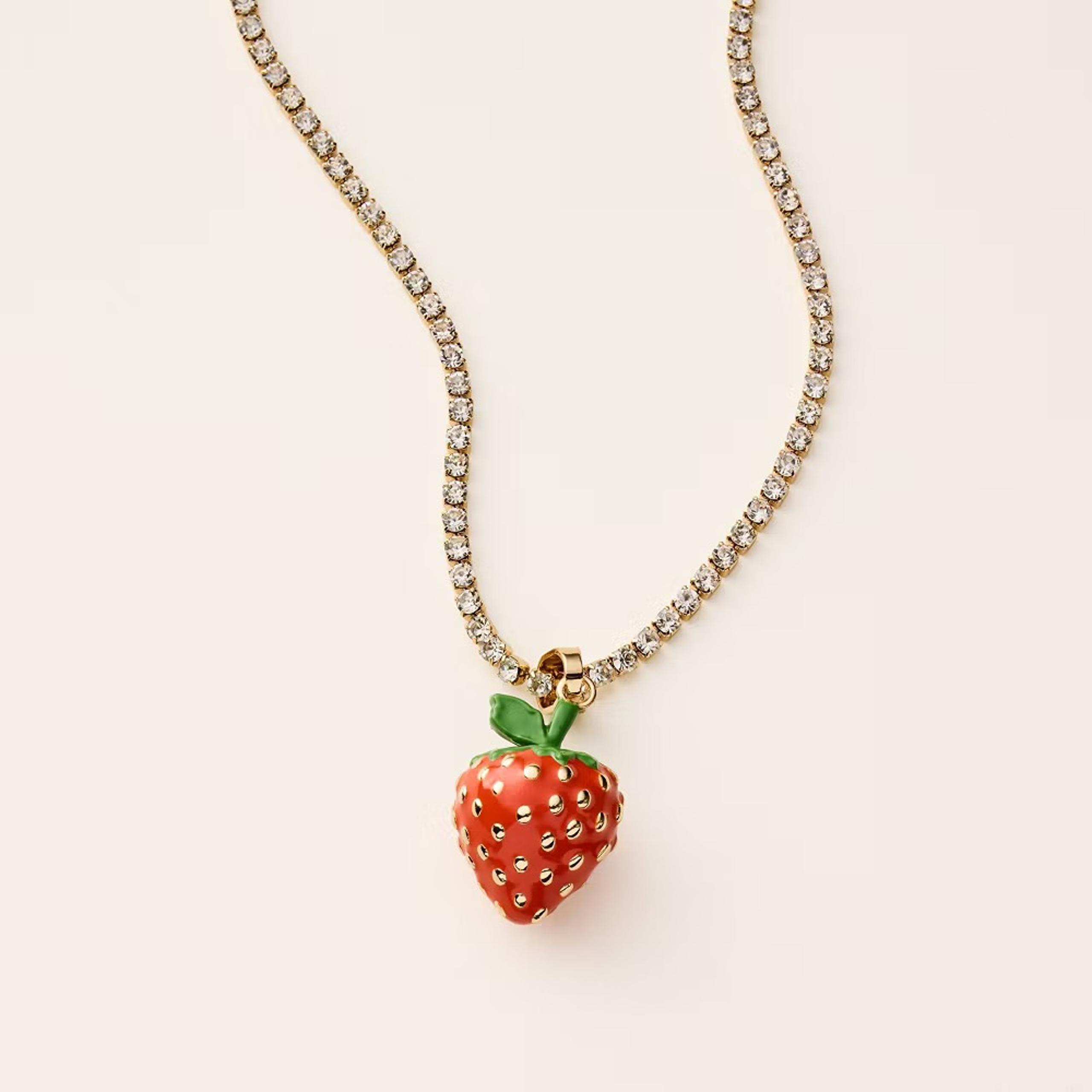 Kate Spade New York x Target Strawberry Charm Tennis Necklace Gold NIB