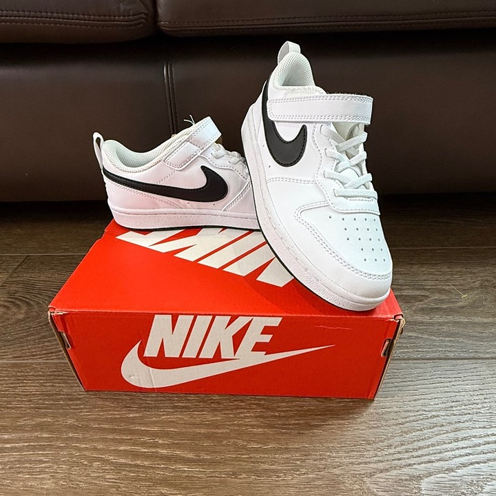 Nike Court Borough Low Recraft Unisex Little Kids 2Y White Black Velcro Closure