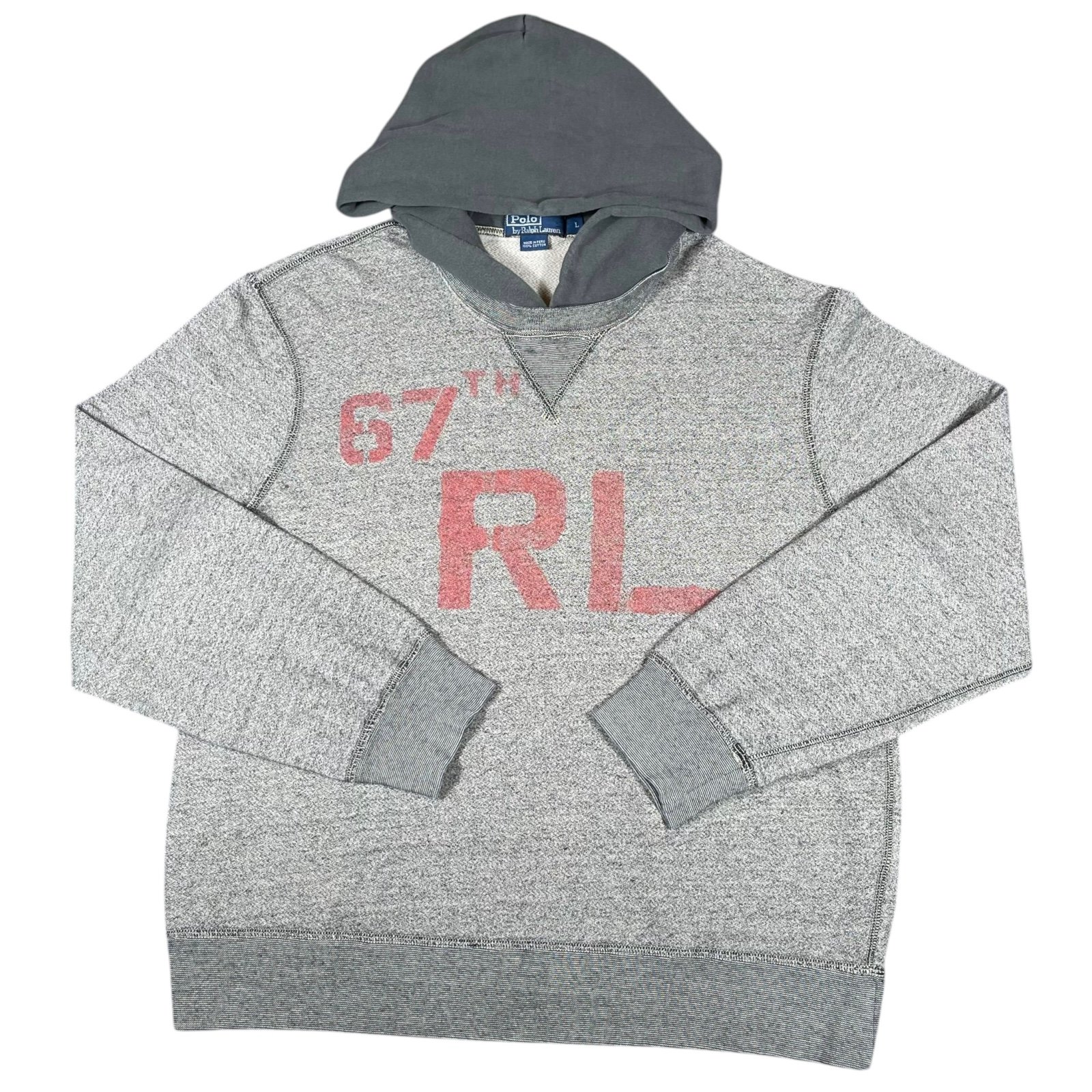 Polo Ralph Lauren Men’s Pullover Grey Single V After Hood Sweatshirt Size L