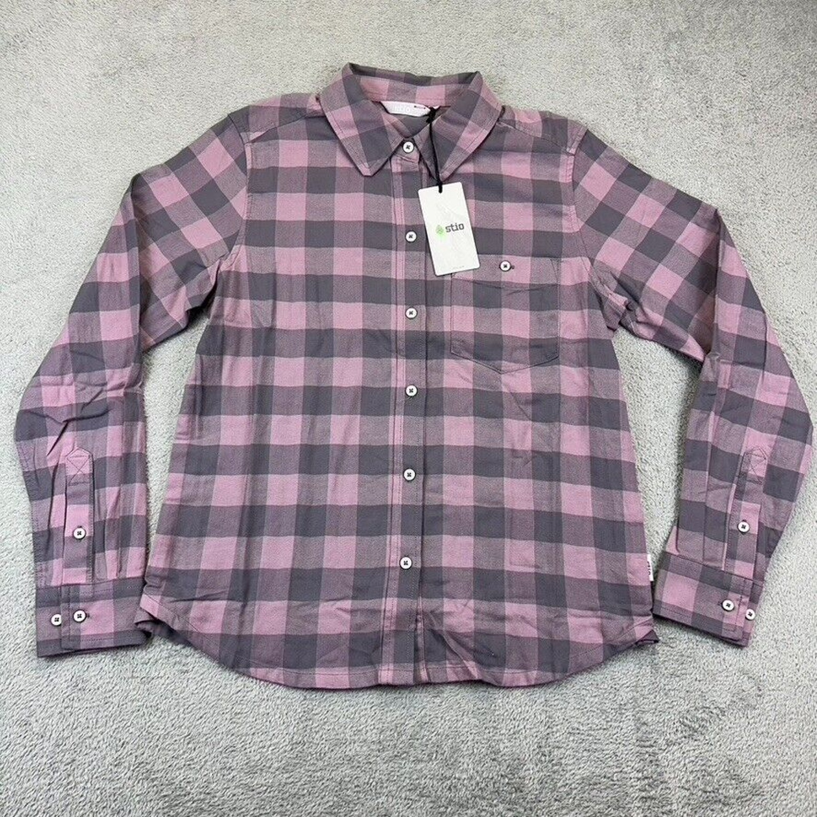 NWT Stio Womens Miter Lightweight Flannel Shirt Berry Plaid Classic Size Medium