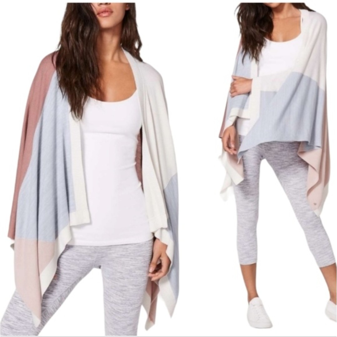 lululemon athletica Hatha pink gray silk blend knit yoga colorblock wrap OS