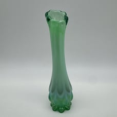 Fostoria Green Opalescent Glass Heirloom Pattern 6 3/8 Bud Swung Vase 1959-1970