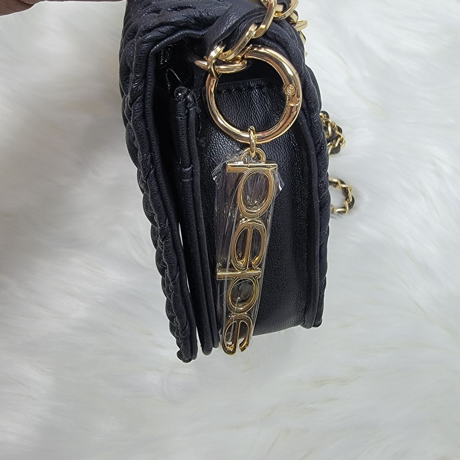 BEBE ERIKA CROSSBODY SHOLDER BLACK shops BAG Faux Leather Quilted/Ruched, Flap Over