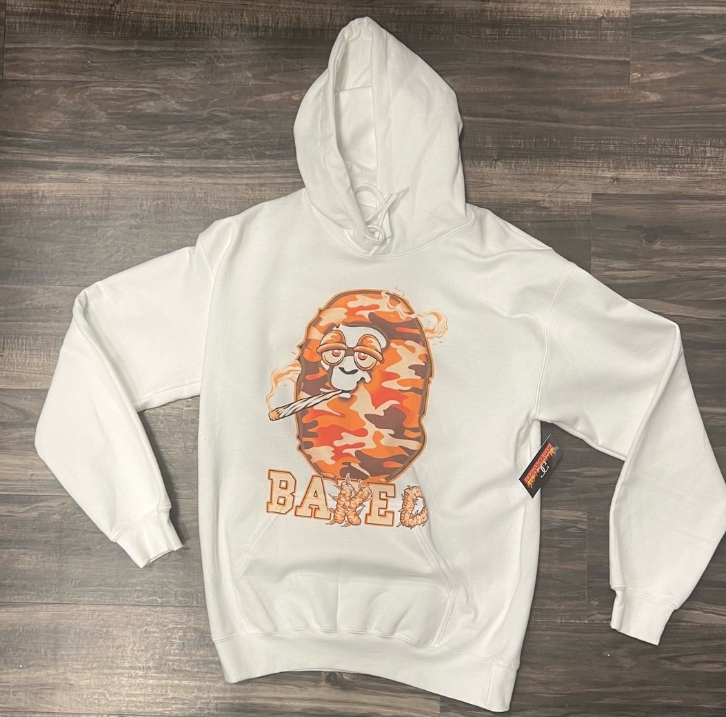 Men’s white game changer, baked ape hoodie