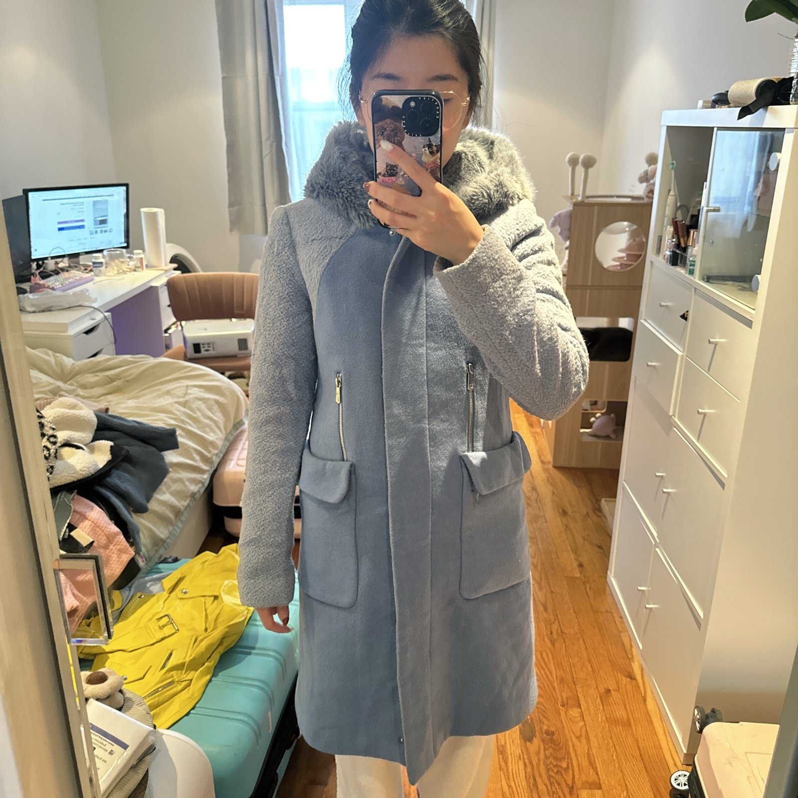 Dawn Levy 50% Wool Lara Coat in Blue