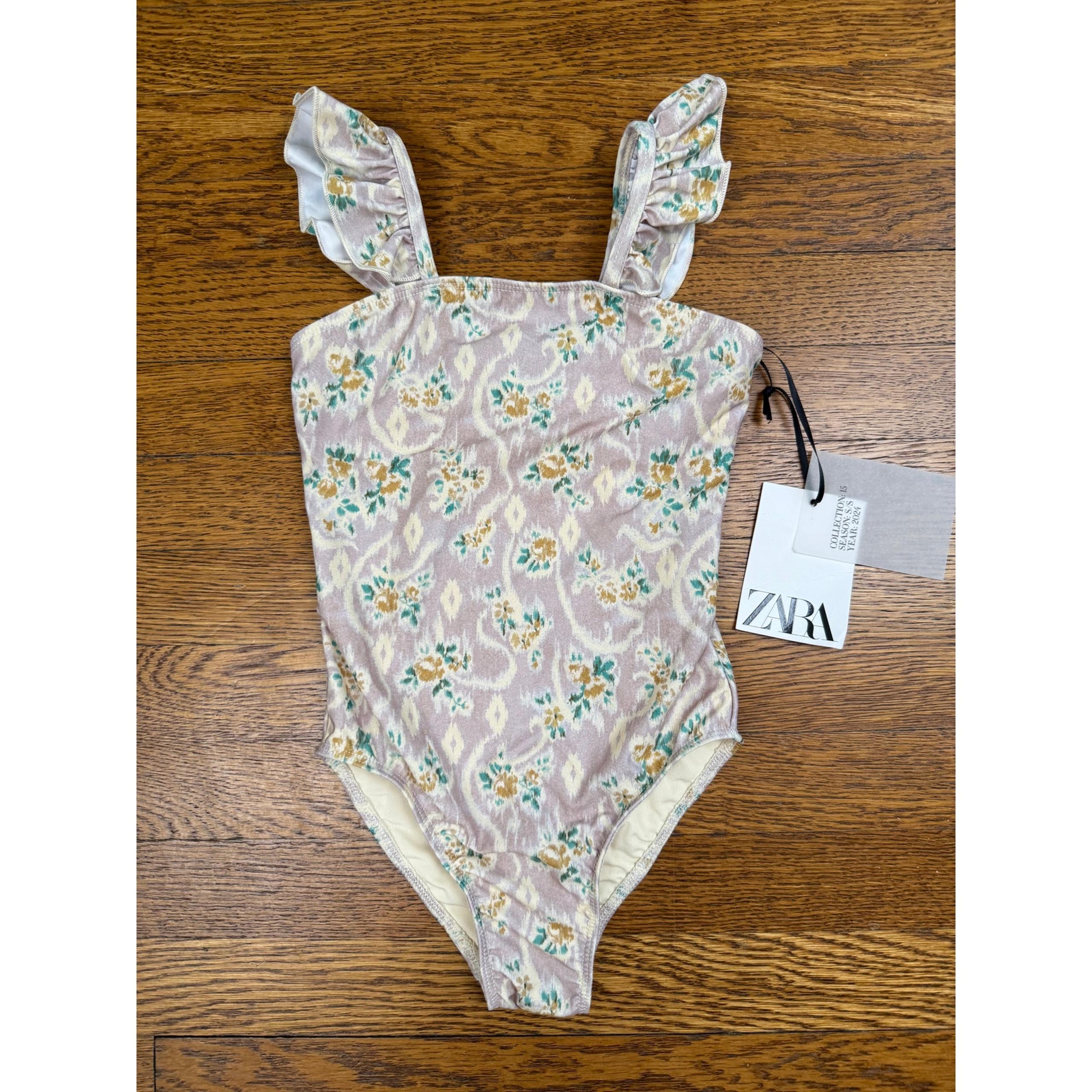 NWT Zara Girls' Purple Floral Swimsuit Size 4-5