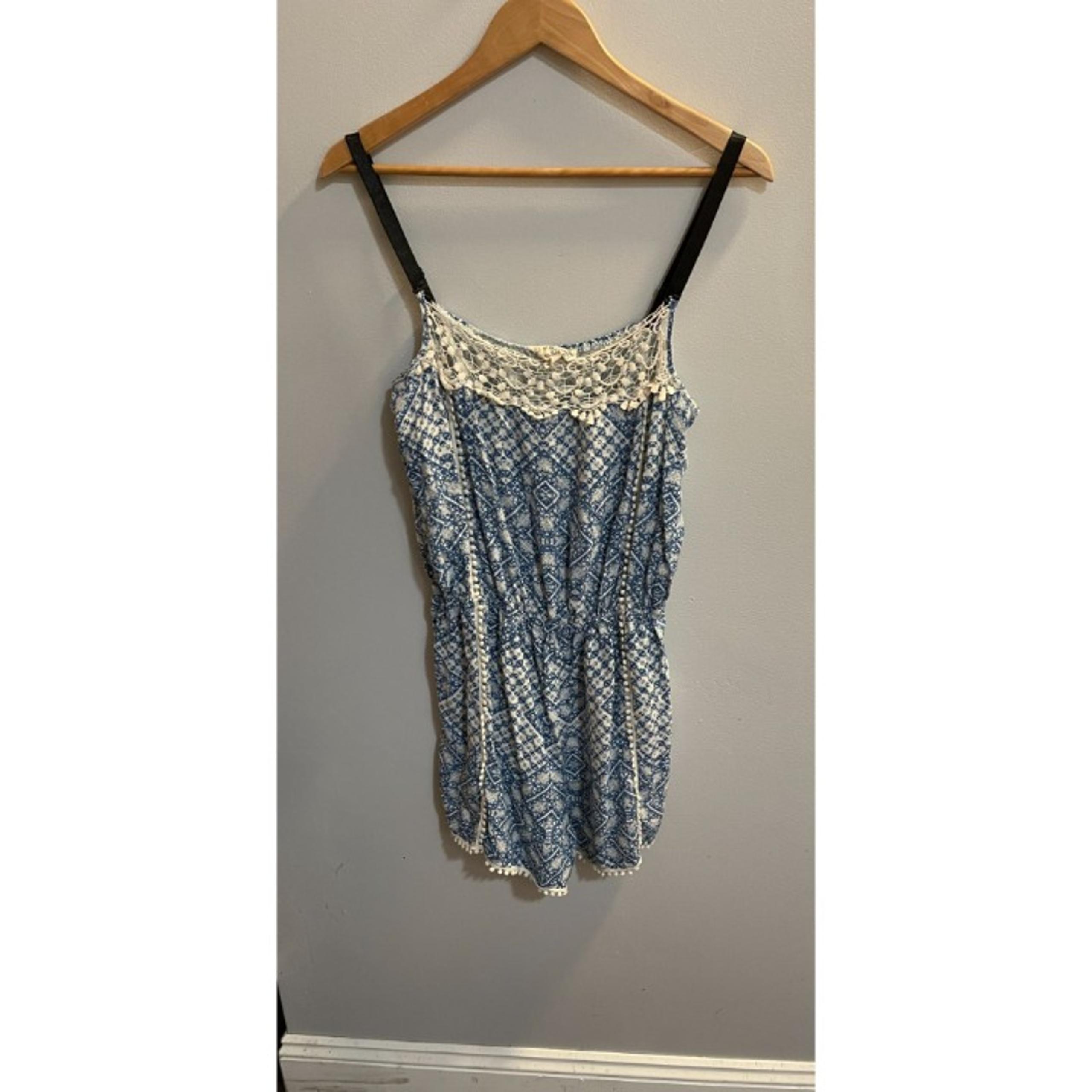 Women's blue patterned short romper size large