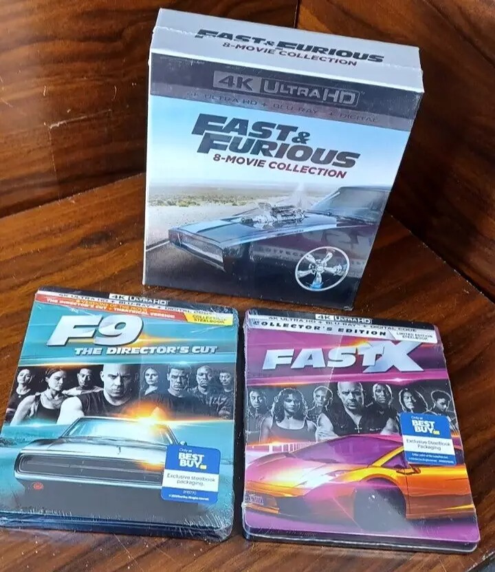 Fast and the Furious 8 Movies (4K+Blu-ray)+ F9 + F10 4K STEELBOOKS-NEW-Free S&H!