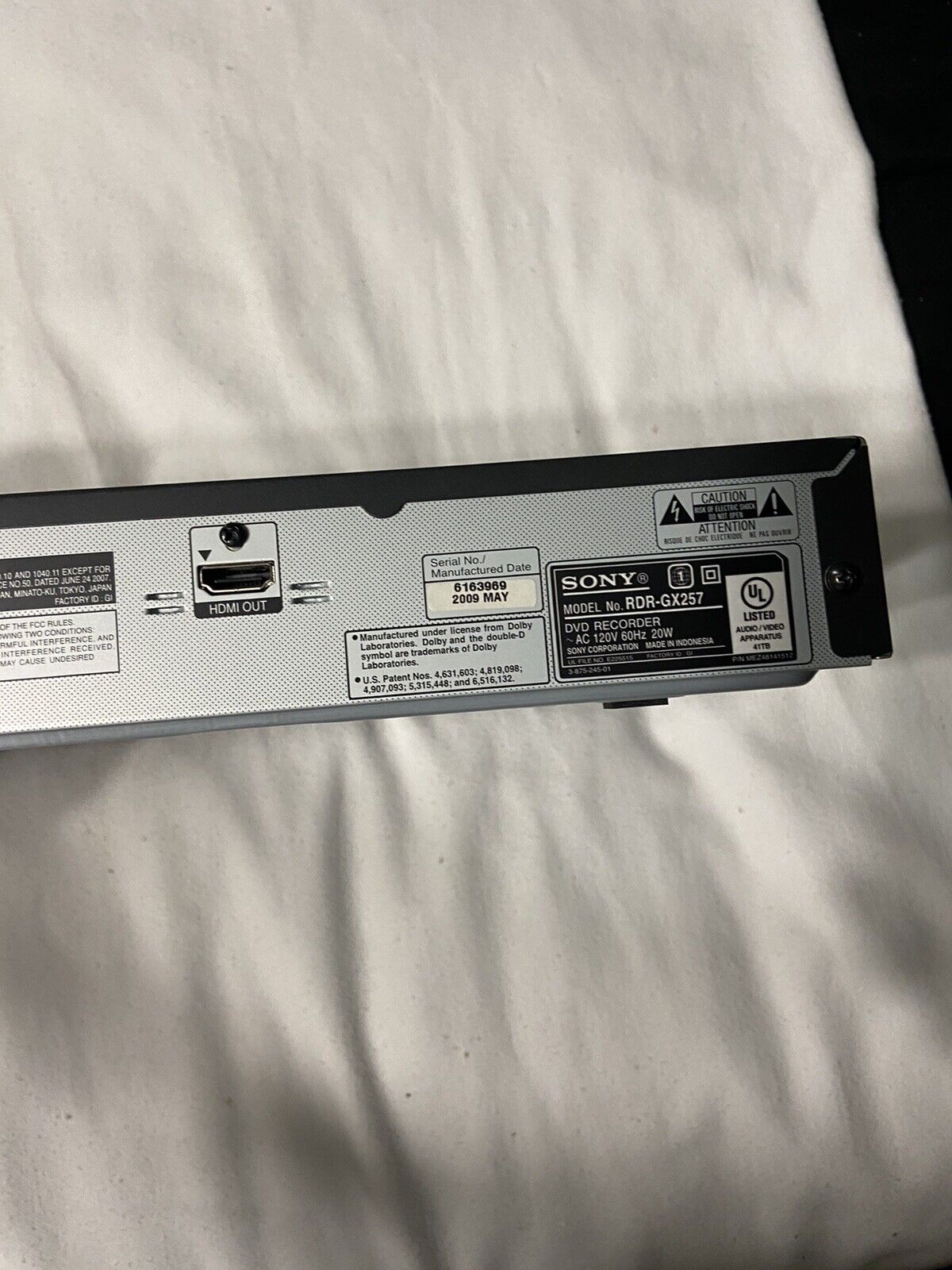 sony dvd recorder rdr-gx257 4 DVDs . No Remote .