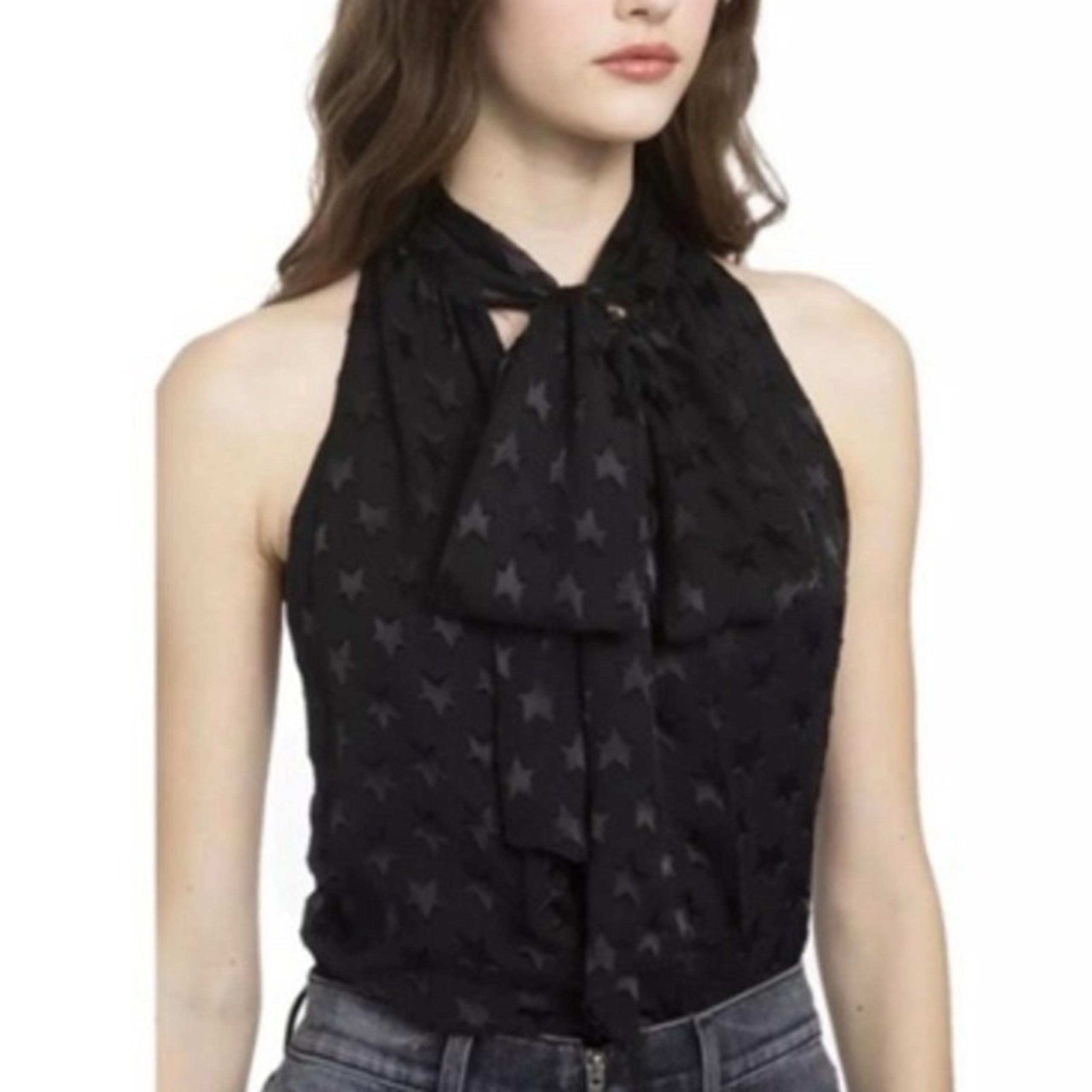 Alice and Olivia S Womens Black Delphine Star Top 100% Silk