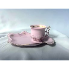 Vintage Pink floral porcelain tea cup & plate H&C hand painted Rosa porcelain.