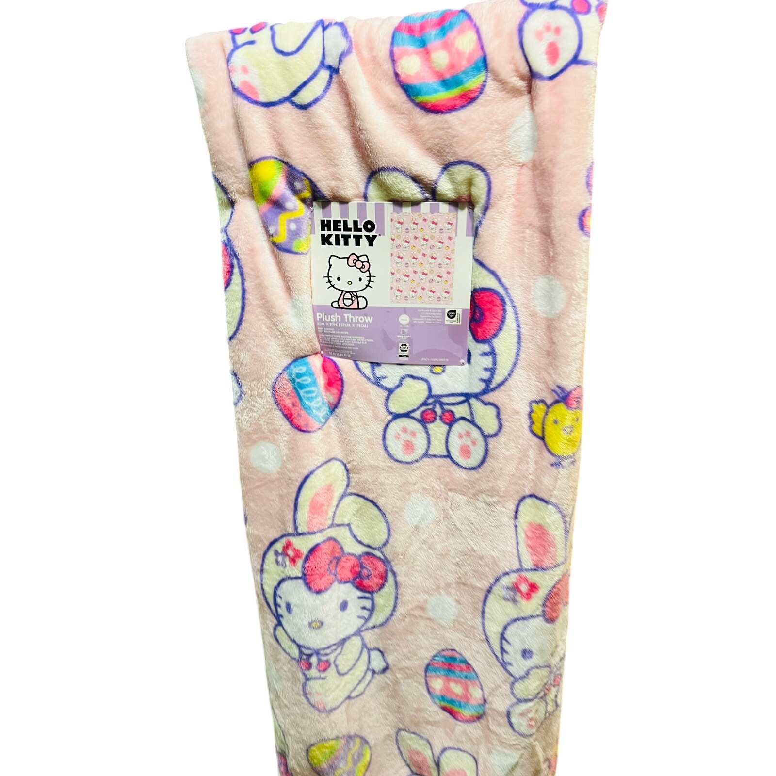 Hello Kitty Burlington pink Easter 50 by 70 throw super soft and adorable