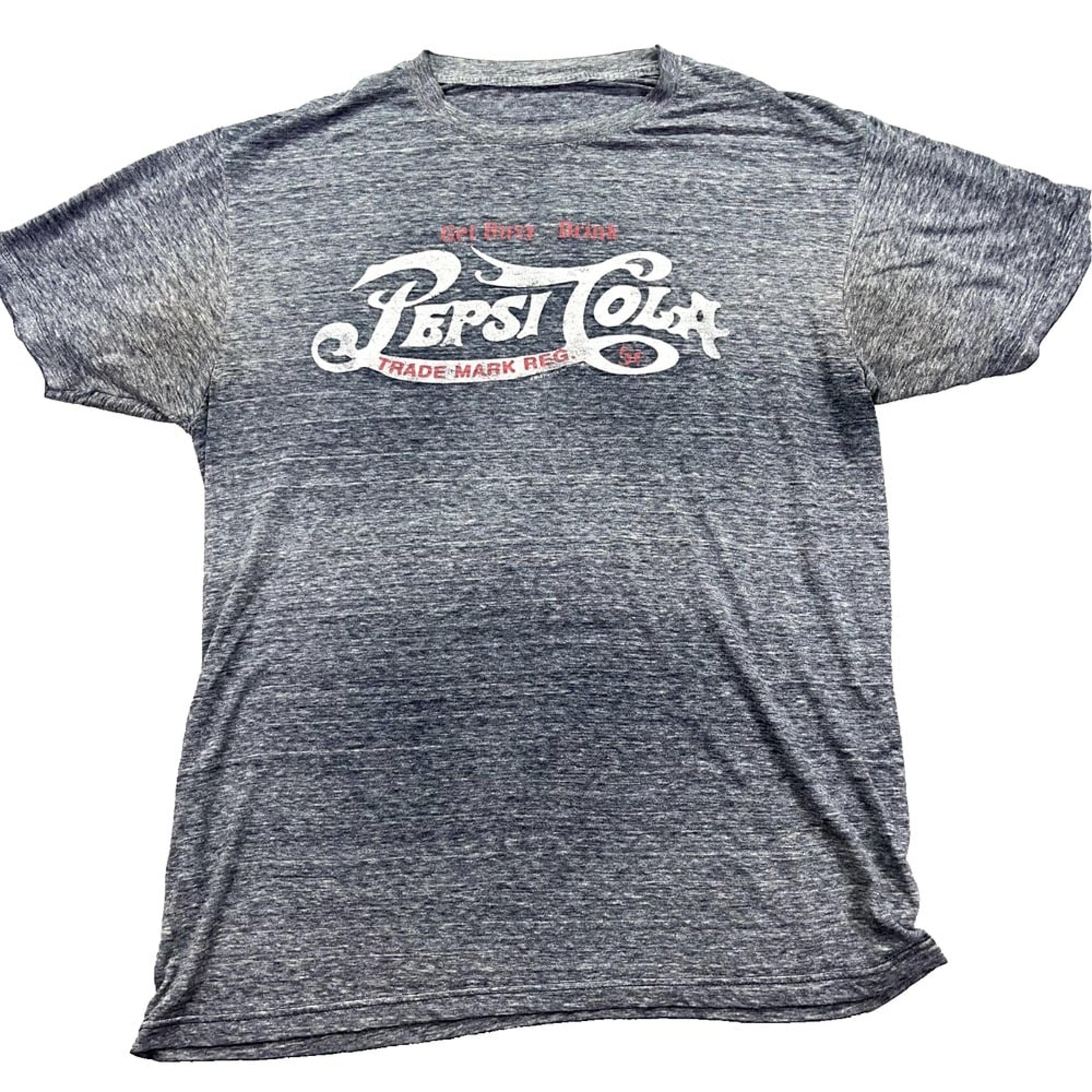 Vtg Pepsi Cola Men T-Shirt Sz M Blue Get Busy Drink Logo Graphic Crew Neck