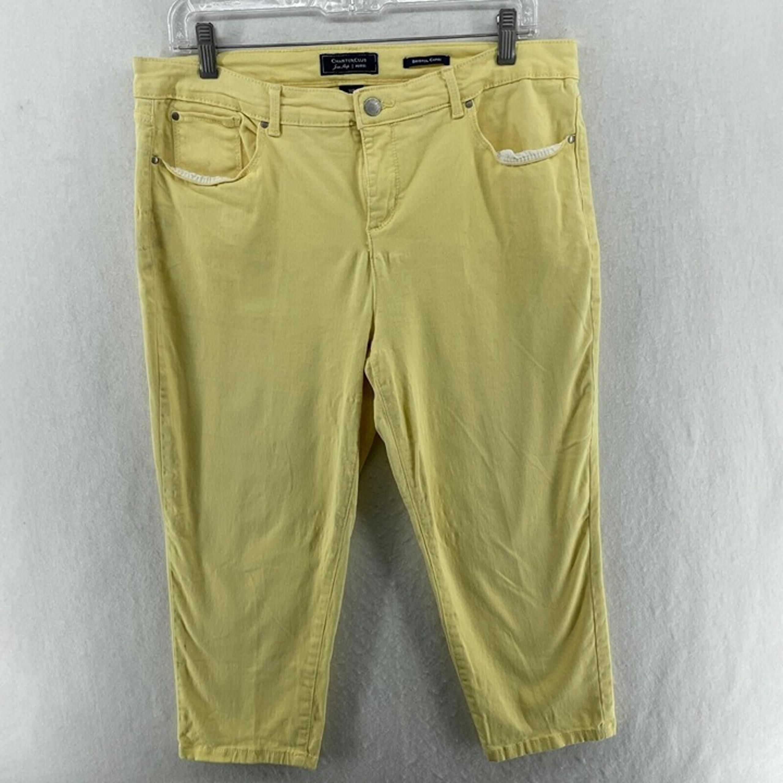 Charter Club Ankle Jeans Women's 14P Yellow High Rise Bristol Capri Skinny Crop