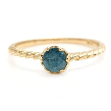 14k Yellow Gold 0.95Ct Fine Round Dark Blue Zircon Solitaire Ring