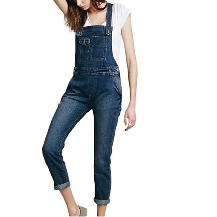 Women's 26 Free People Distressed Skinny Overalls Skinny Distressed Bibs