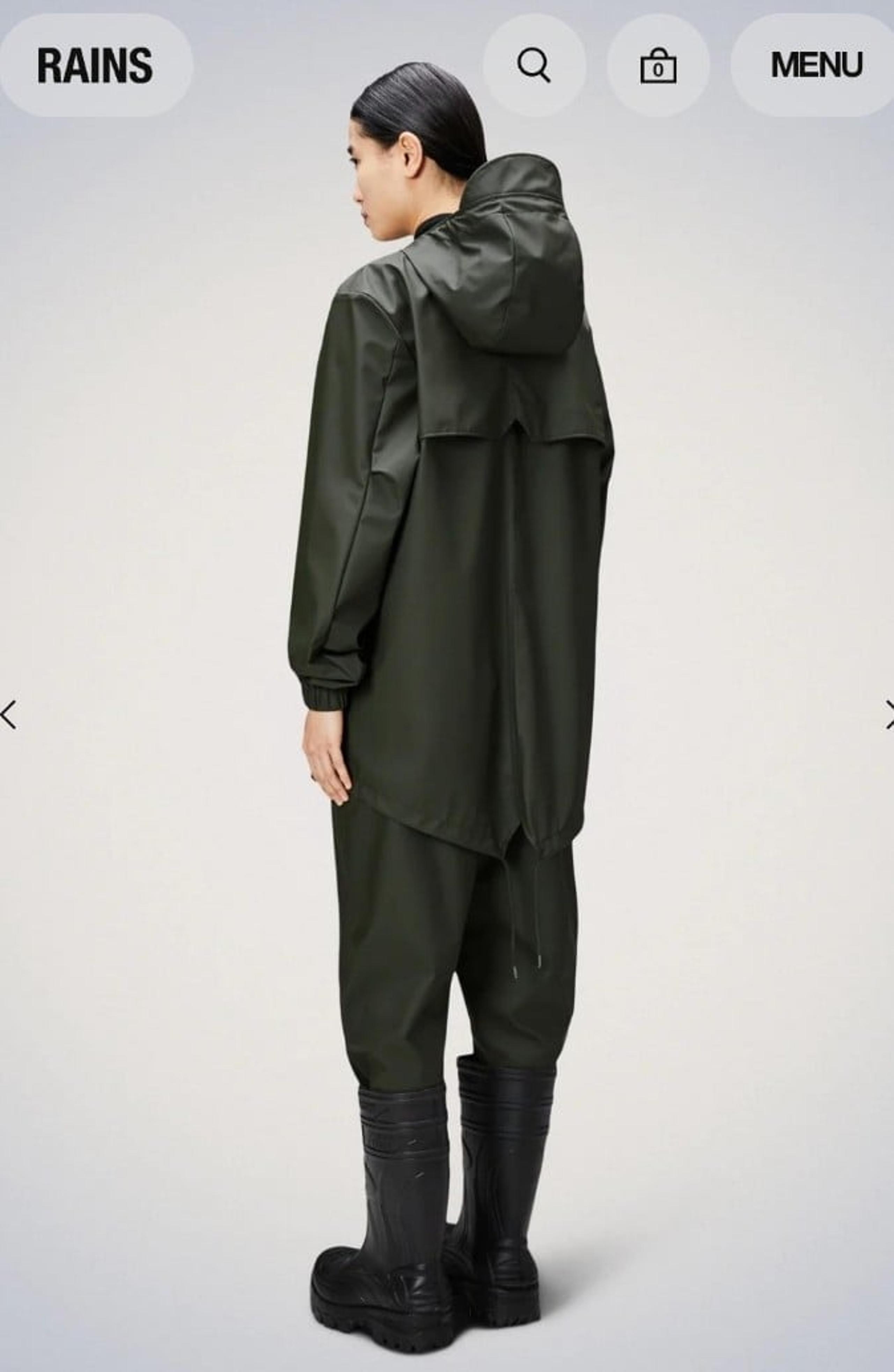 RAINS Fishtail Forest Green Rain Coat Jacket Unisex Men's Women's XS/S Fall