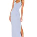 REVOLVE Halter Sweetheart Side Drape Gown in Celestial Blue Norma Kamali
