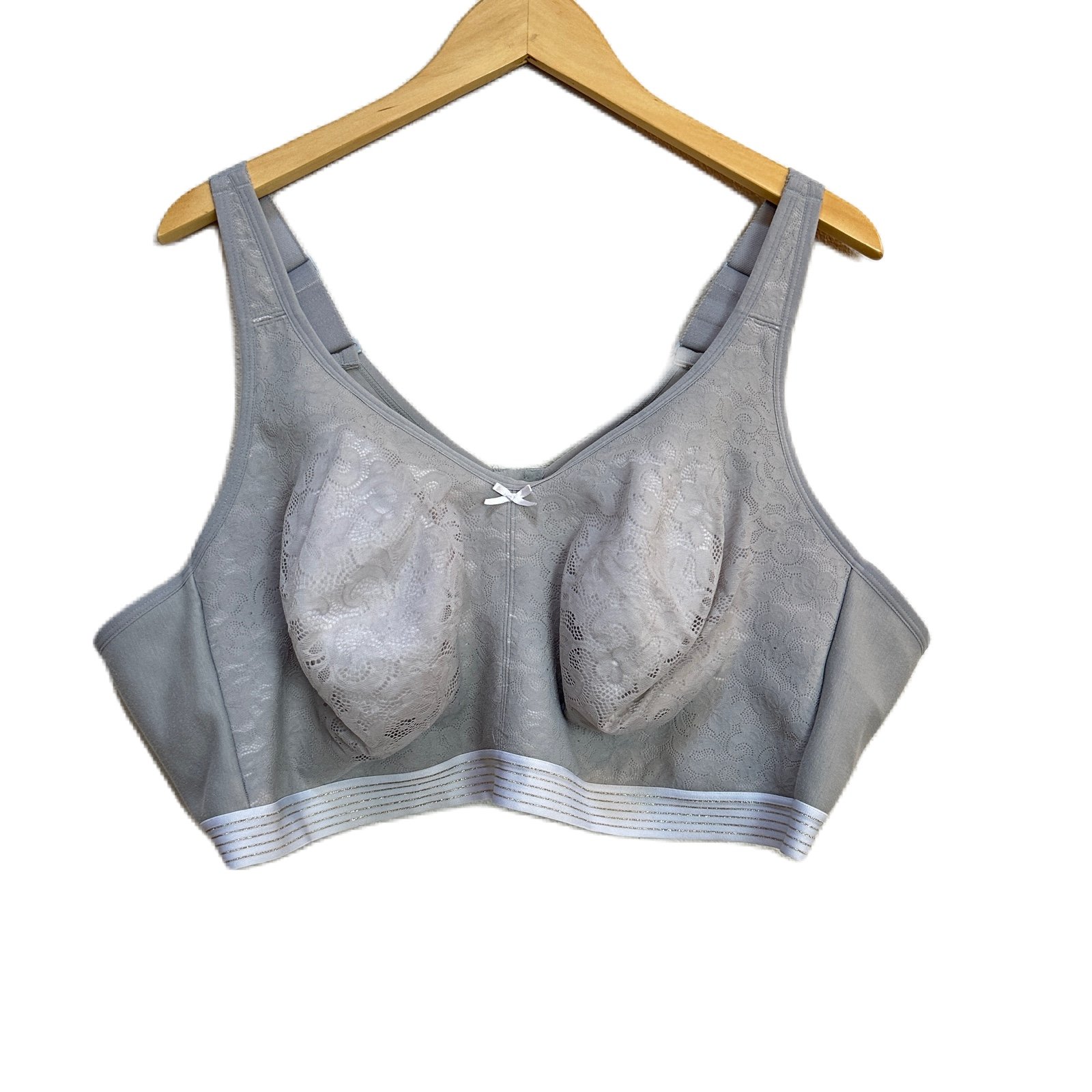 Cacique Unlined Full Coverage No Wire Lace Bra Gray Women’s Sz 54D