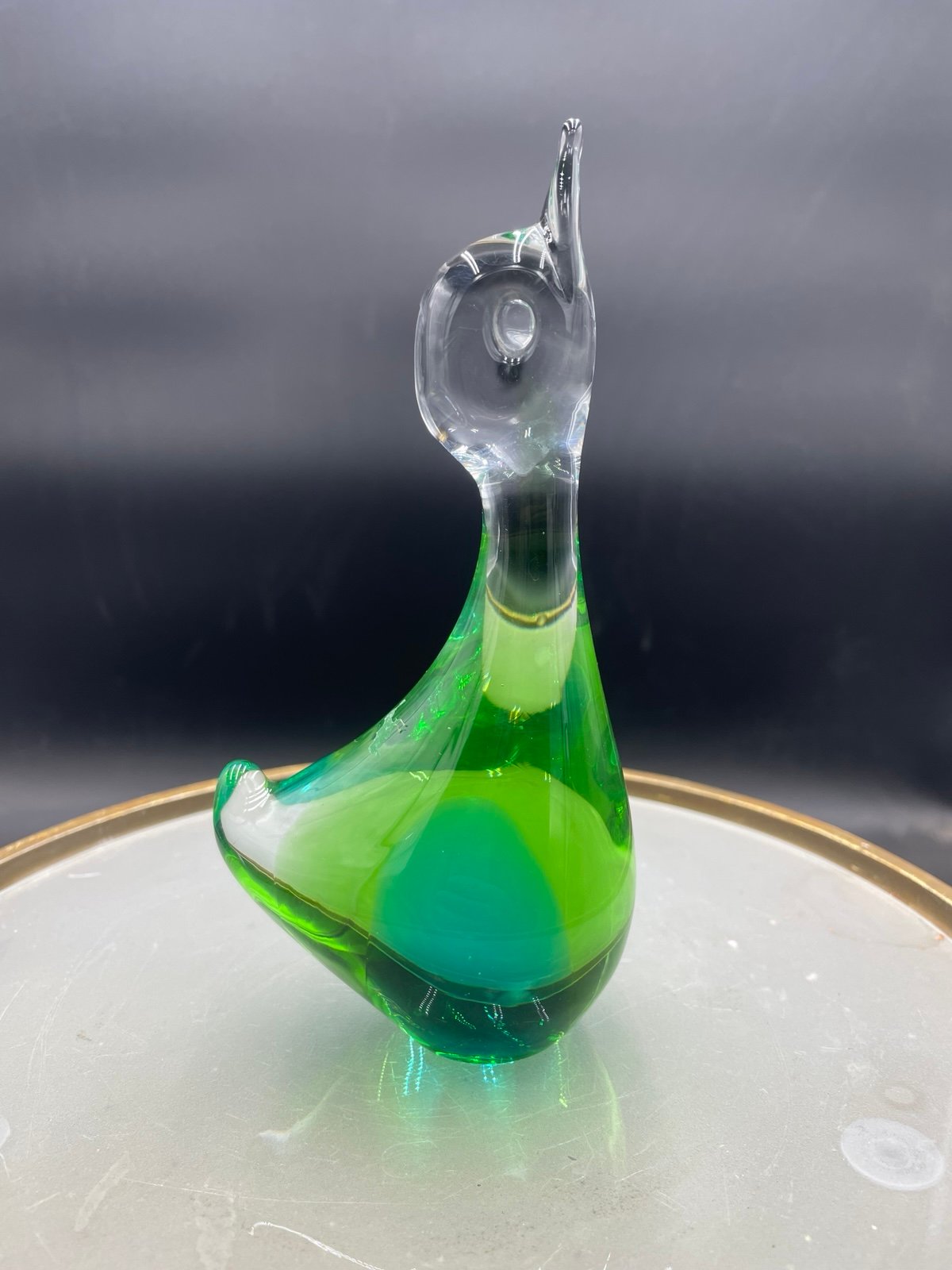 Vintage FM Ronneby Konstglas Sweden 6.5” Art Glass Duck Figurine F-3-160 VG