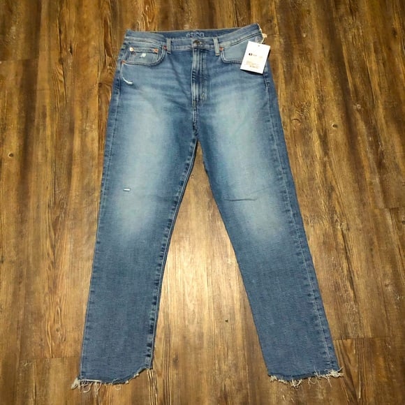 Etica Jeans Women's 30 Scarlet Slim Fit Mid Rise Blue Denim Frayed Hem NWT