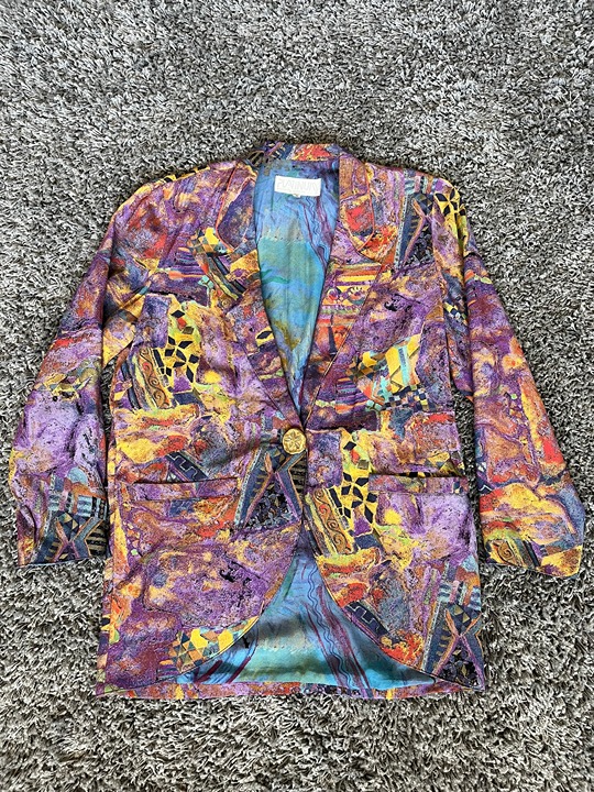 Platinum by Dorothy Schoelen Blazer Jacket Small Vintage 80 90s Art to Wear Boho