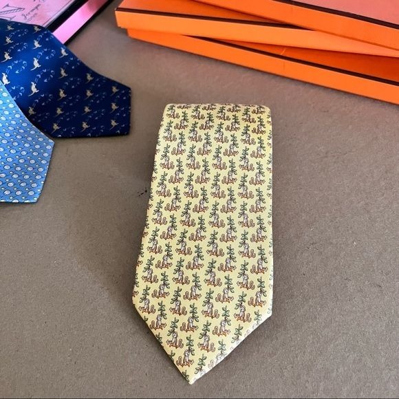 Feragammo Monkey Cactus Printed Silk Tie