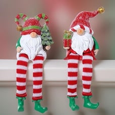 The Bridge Collection Elf Gnome Figurines - Set of 2 - Decorative Tabletop Figur