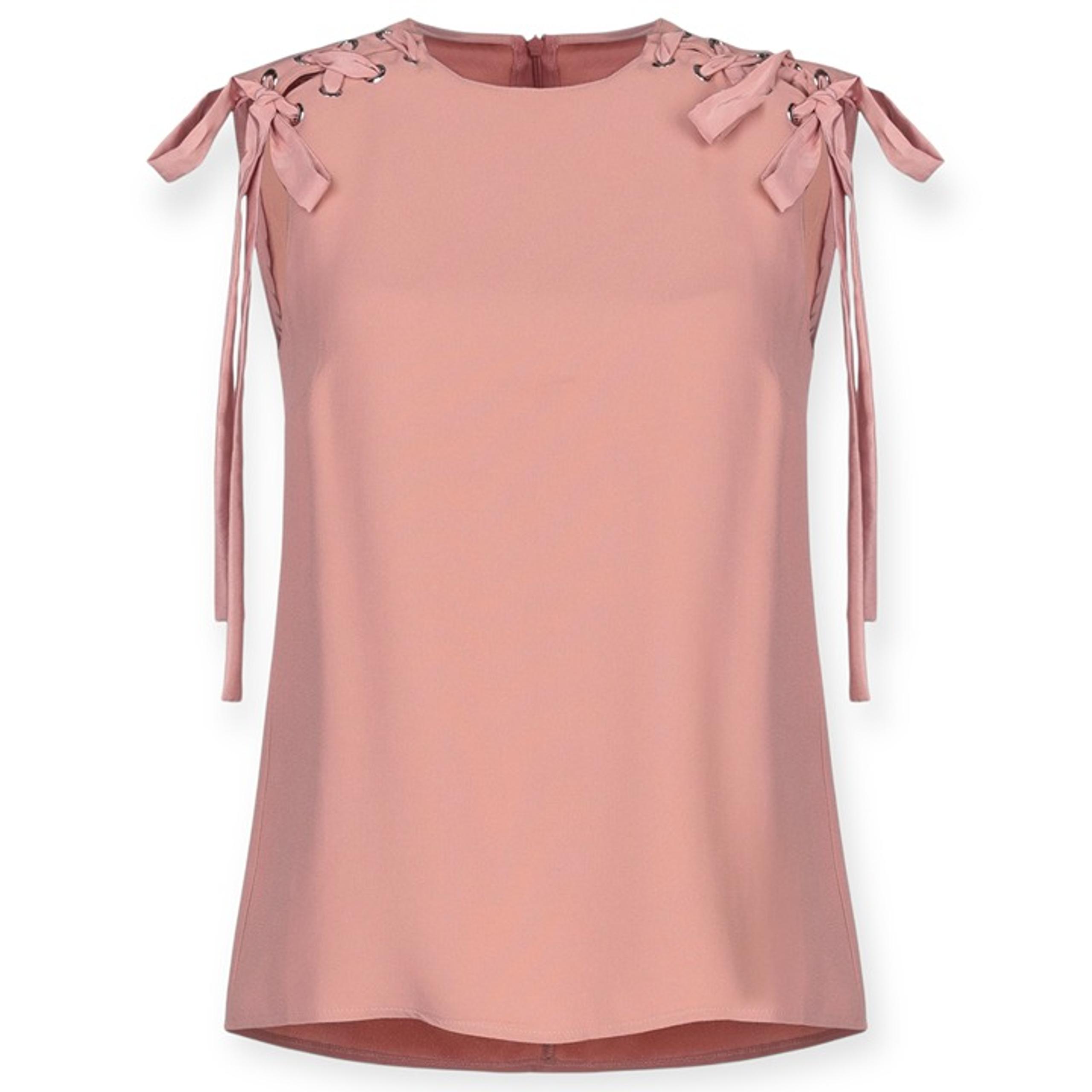 Red Valentino Lace Up Crepe Top Blush Pink Ribbons Size 36 US 0 fits 2 Small NWT