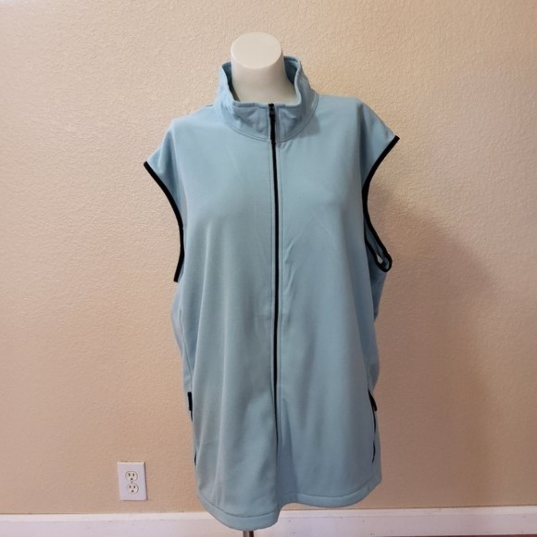 Lands' End Thermal Full Zipper Sleeveless Jacket Vest 4X Blue New