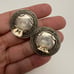 Vintage 950 Sterling Silver Mate Gourd Engraved Love Birds Clip On Earrings