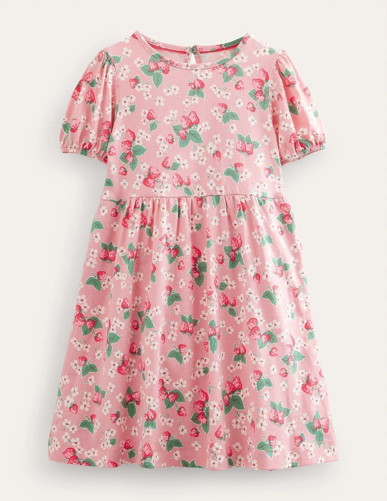 NWT Mini Boden Puff Sleeve Strawberries Dress 6-7Y