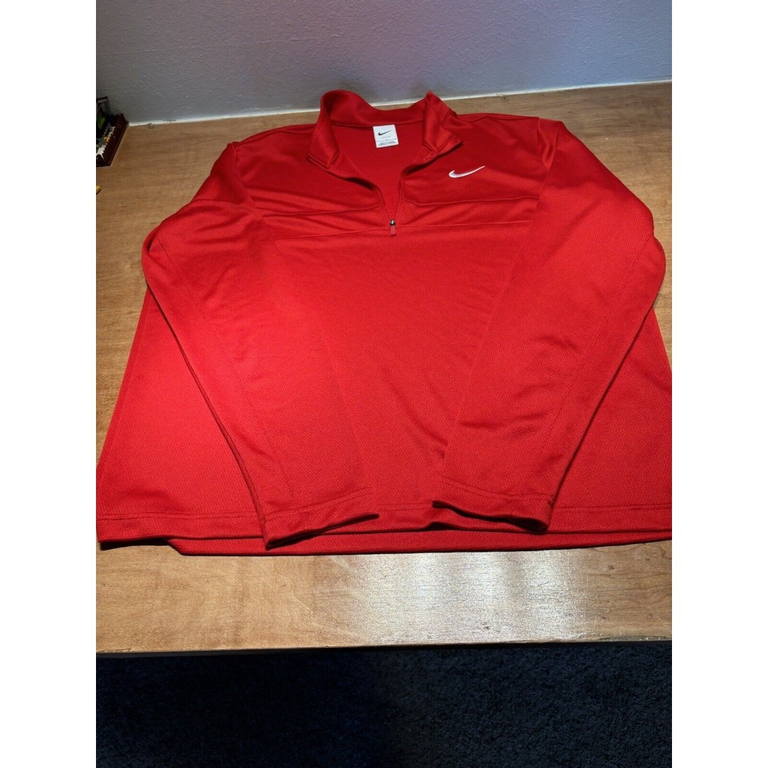 NIKE Mens Dri Fit Half Zip Golf Pullover Sweatshirt Red Size L CK6076-657