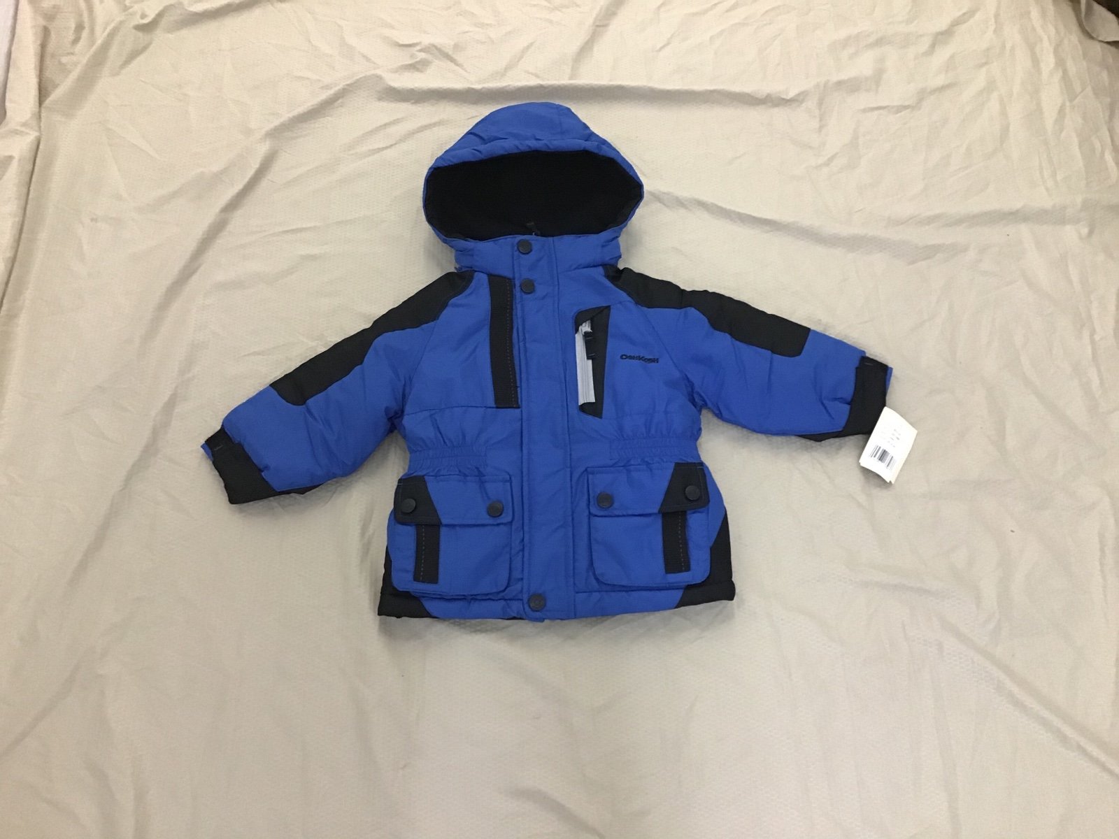 NWT OshKosh B'gosh Blue Black Kids Jacket winter hooded puffer jacket 24M