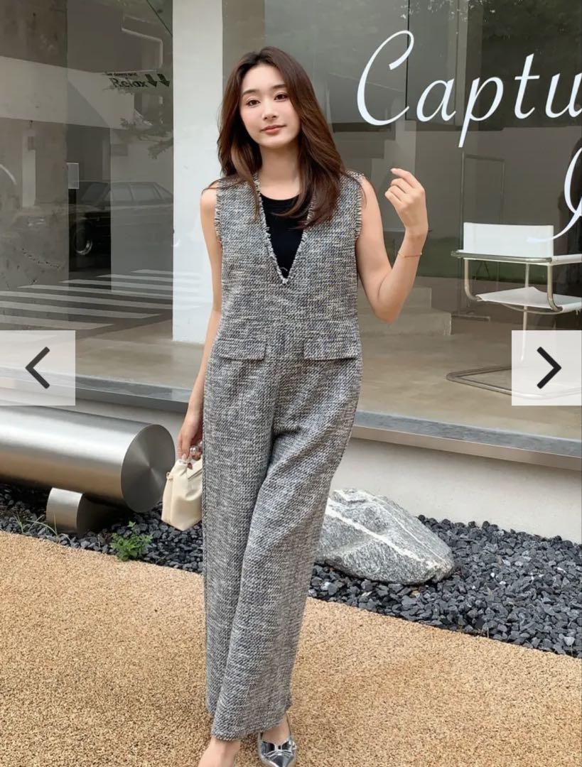 Birthday bash▶︎TWEED FRINGE V ROMPERS Overalls