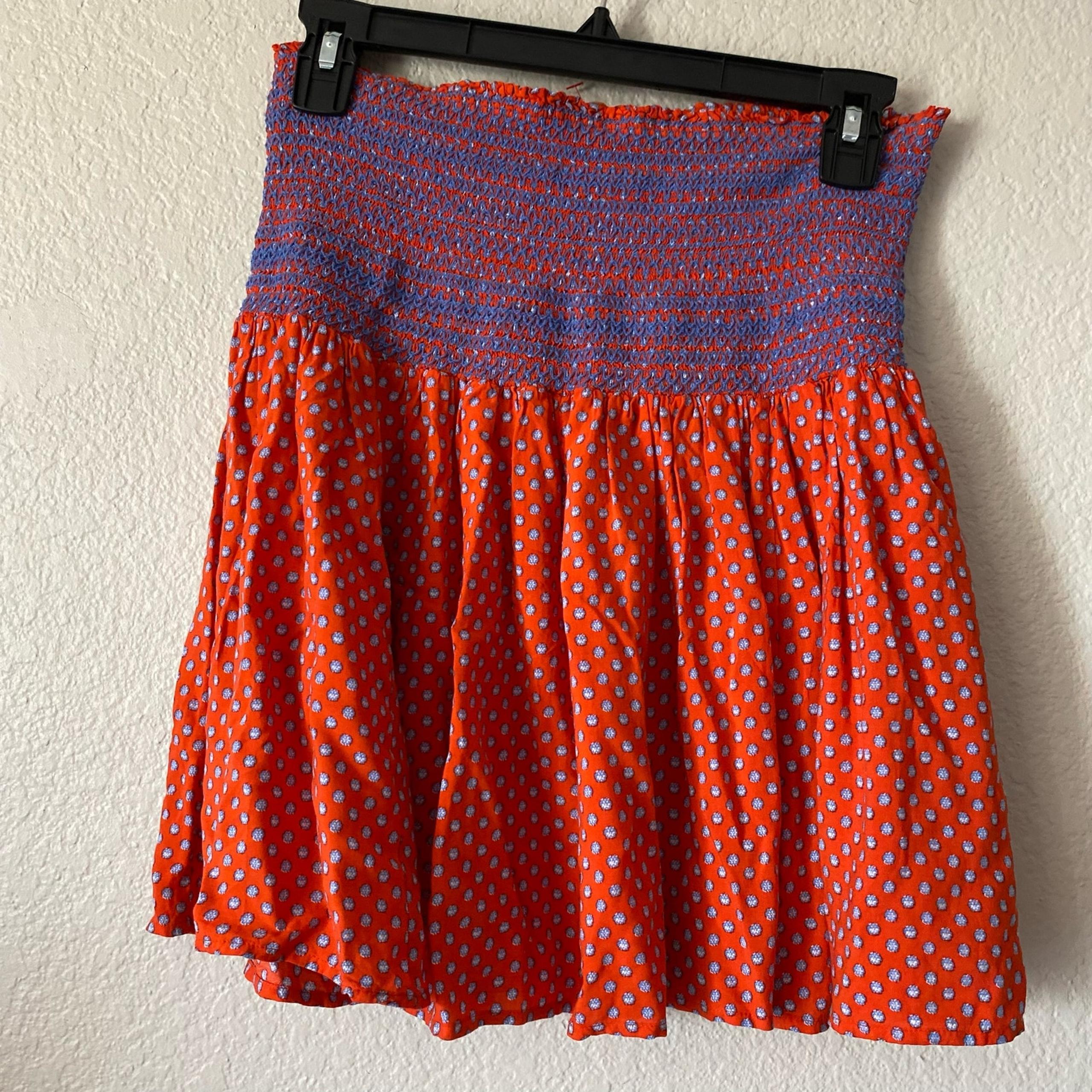 Tory Burch Smocked High Waist Floral Mini Skirt red Size Large