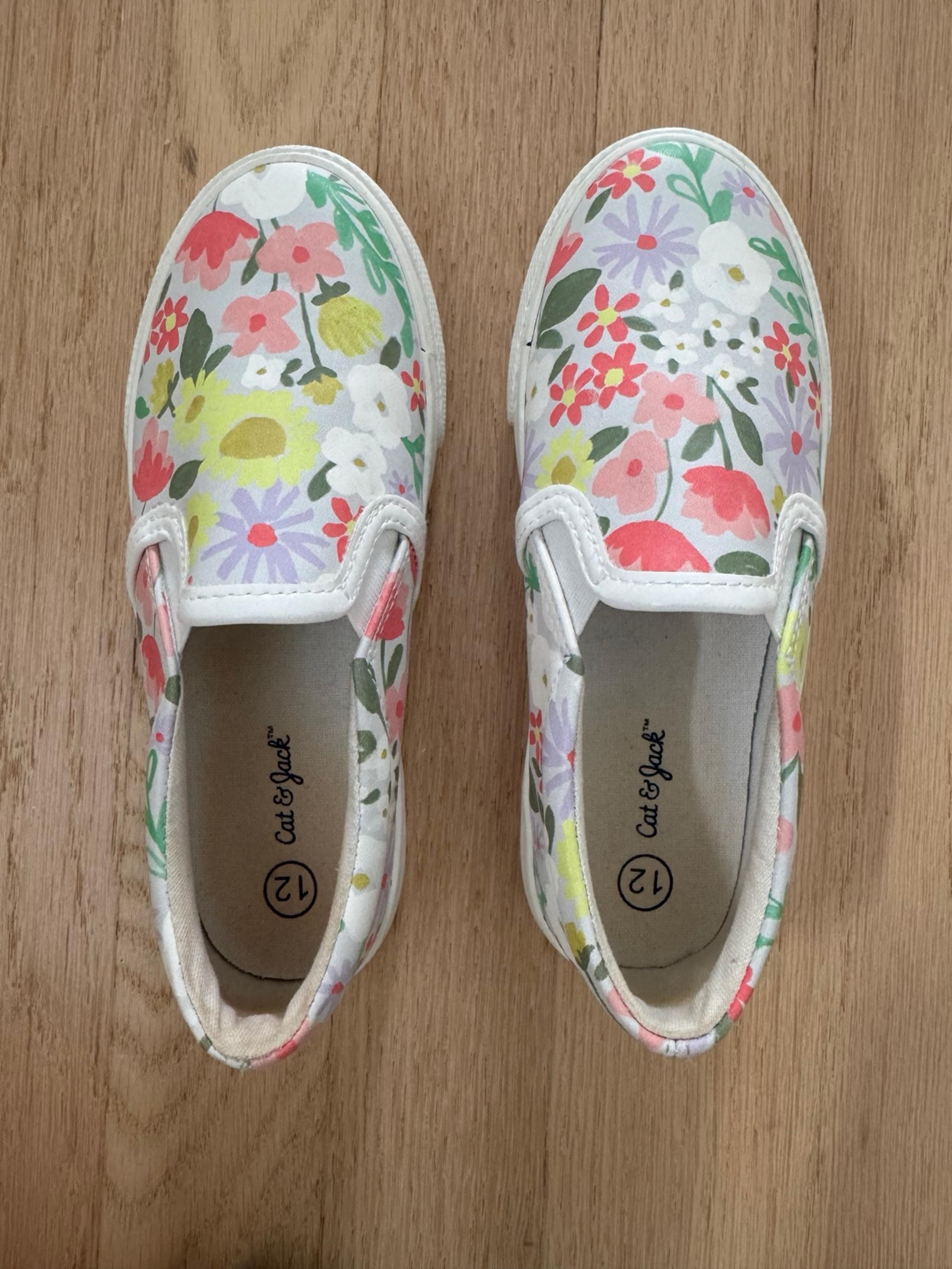 Girls size 12 floral slip ons