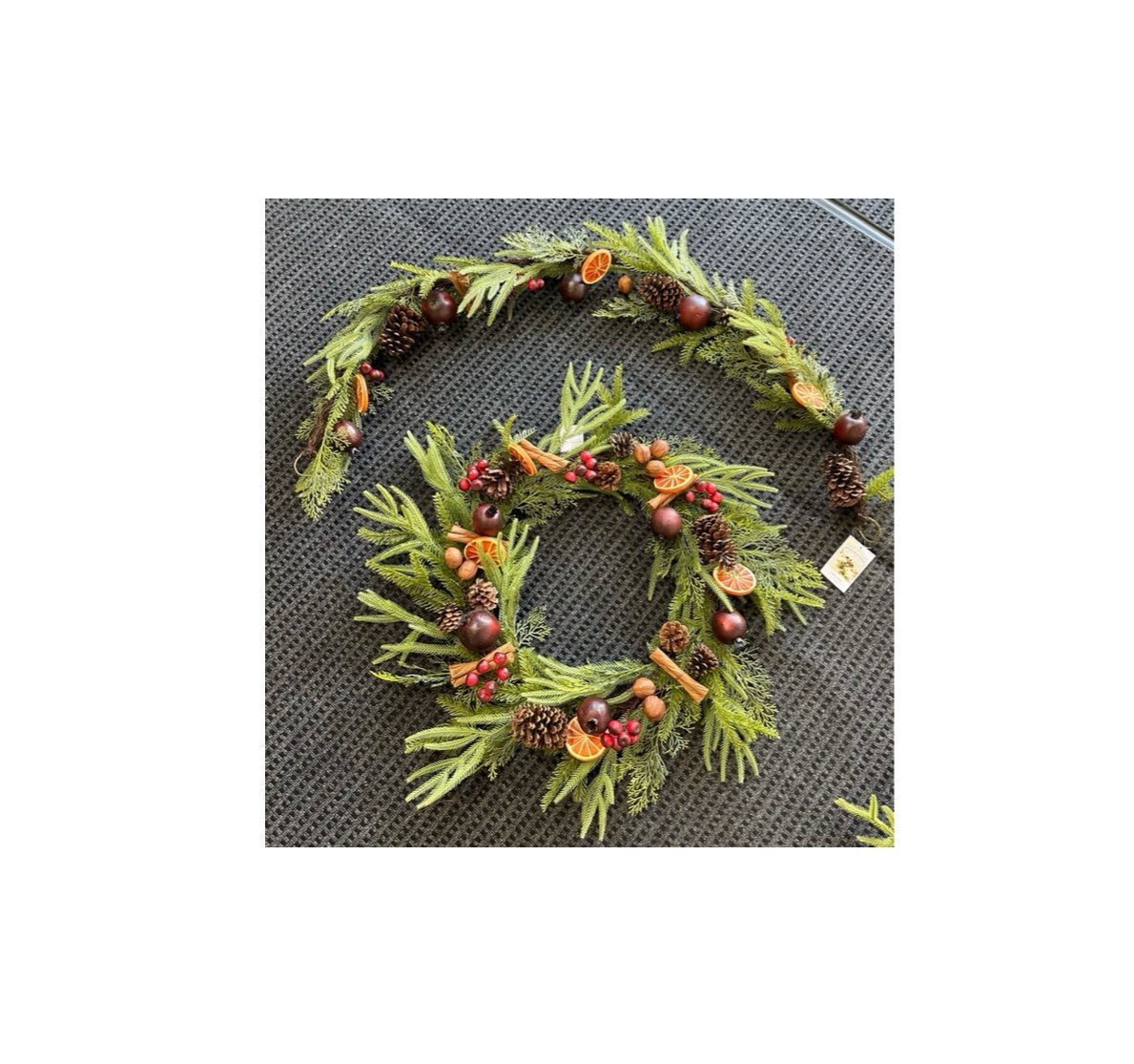 Target Wondershop Christmas 2022 Fruit and Greenery 29” Wreath & 6’ Garland