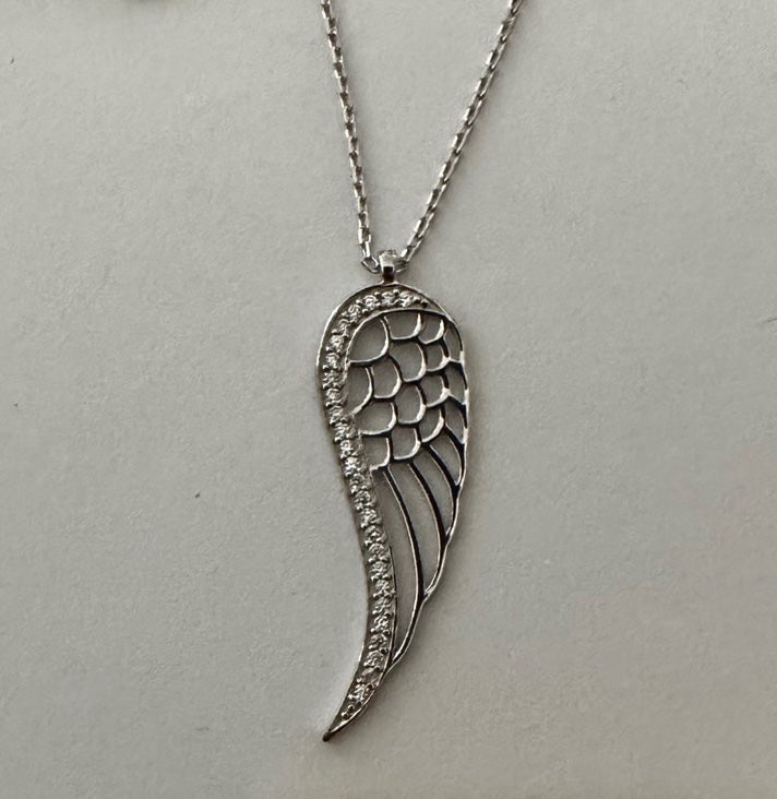 925 Silver angelwing necklace cubic zirconia wing