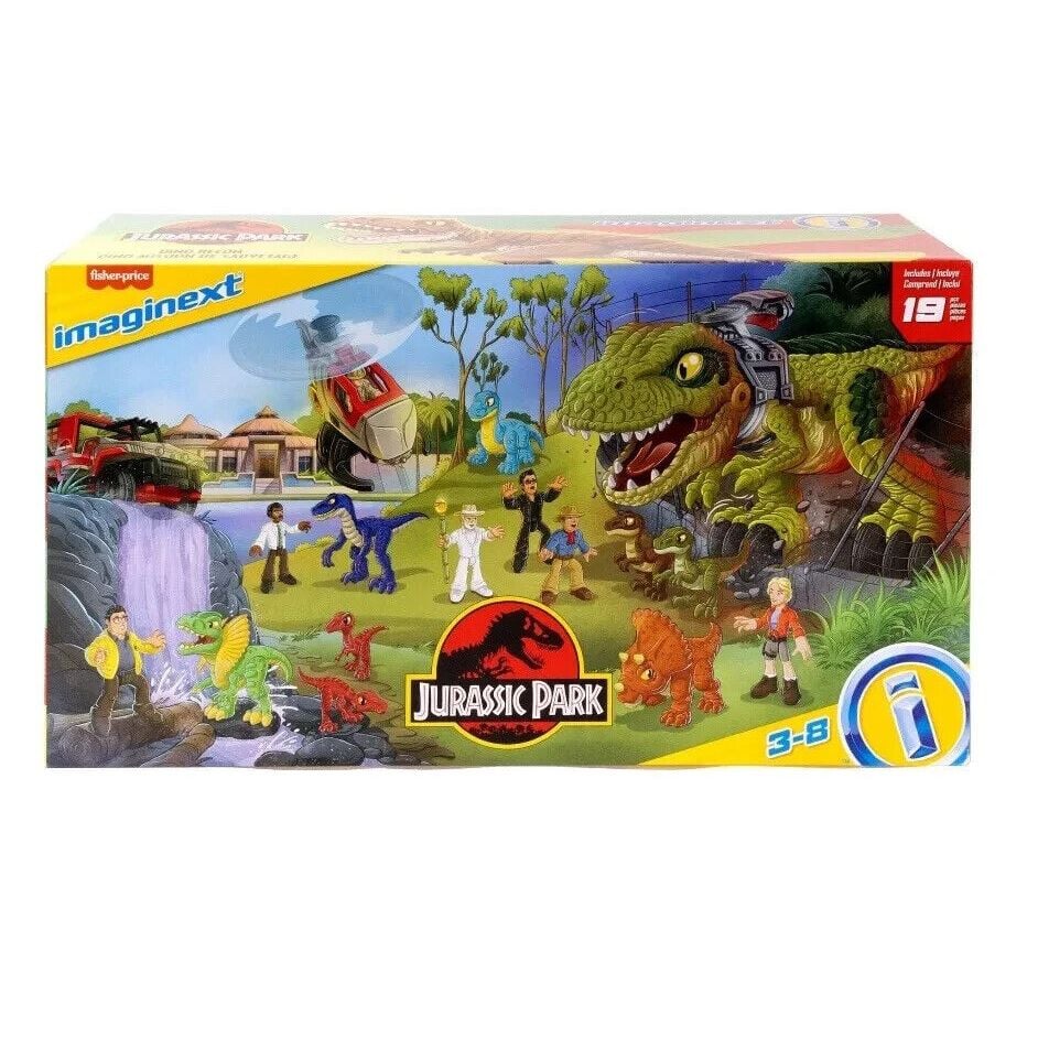 Imaginext Jurassic Park World Camp Dinosaur Recon T-Rex Dinosaur Pursuit 19 Pcs