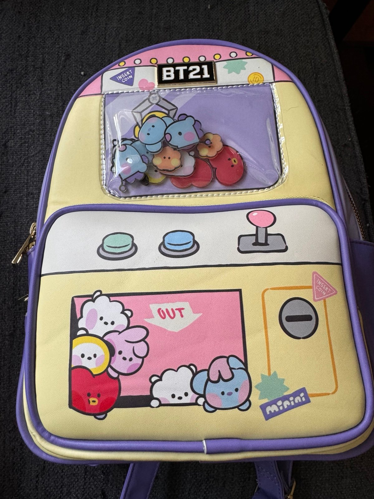BT21 Claw Machine Mini Backpack Tata, Mang, Chimmy, RJ, Koya, Cooky, Shooky, Van