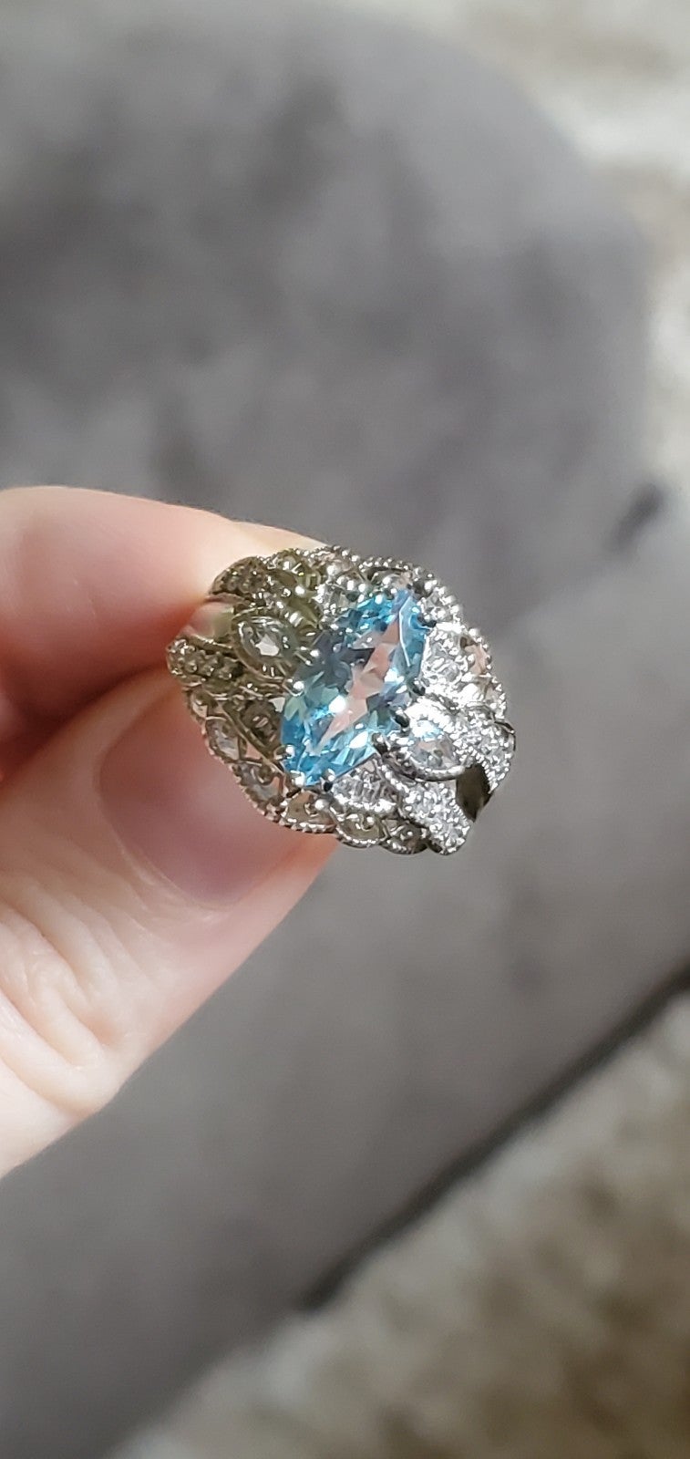 .925 silver never worn blue topaz ring.