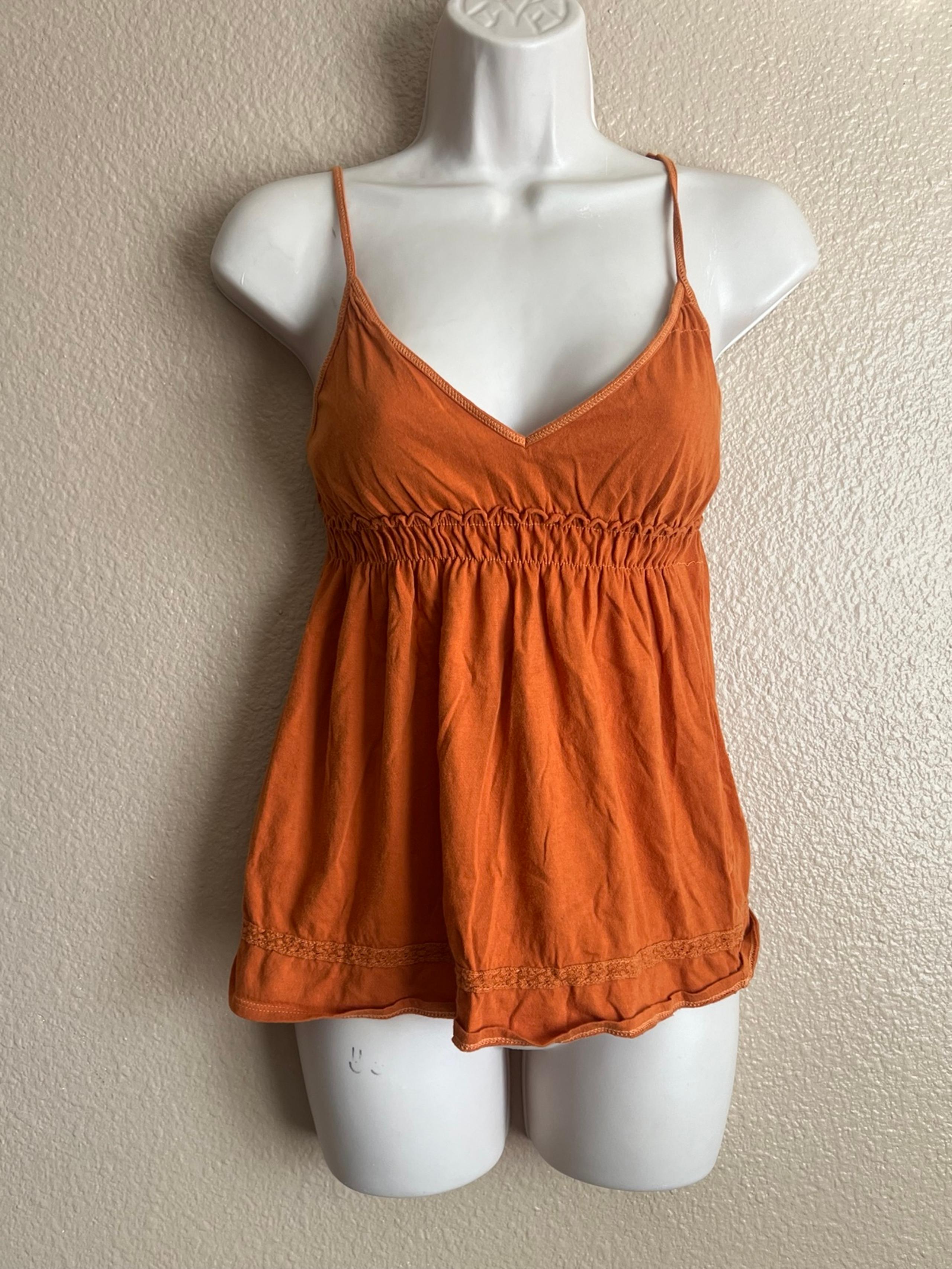 Mossimo Juniors Y2k Orange V-Neck Baby Doll Tank Top