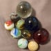 Vintage marble collection in a jar