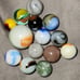 Vintage marble collection in a jar