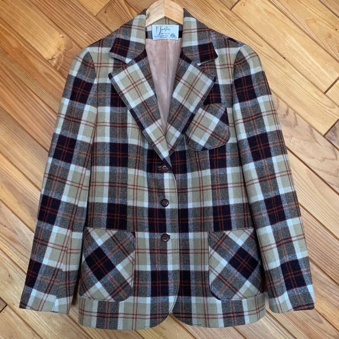 Vintage 60s Wool Plaid Coat
