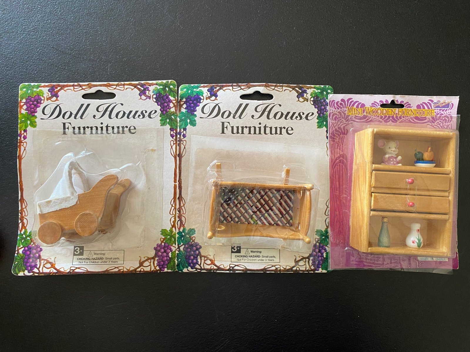 Vintage Wooden Doll House Nursery Furniture Set