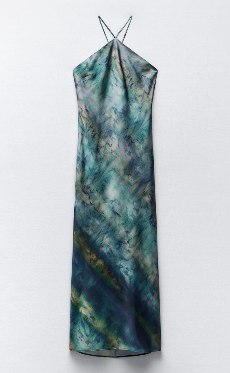 zara tie dye print halter slip dress