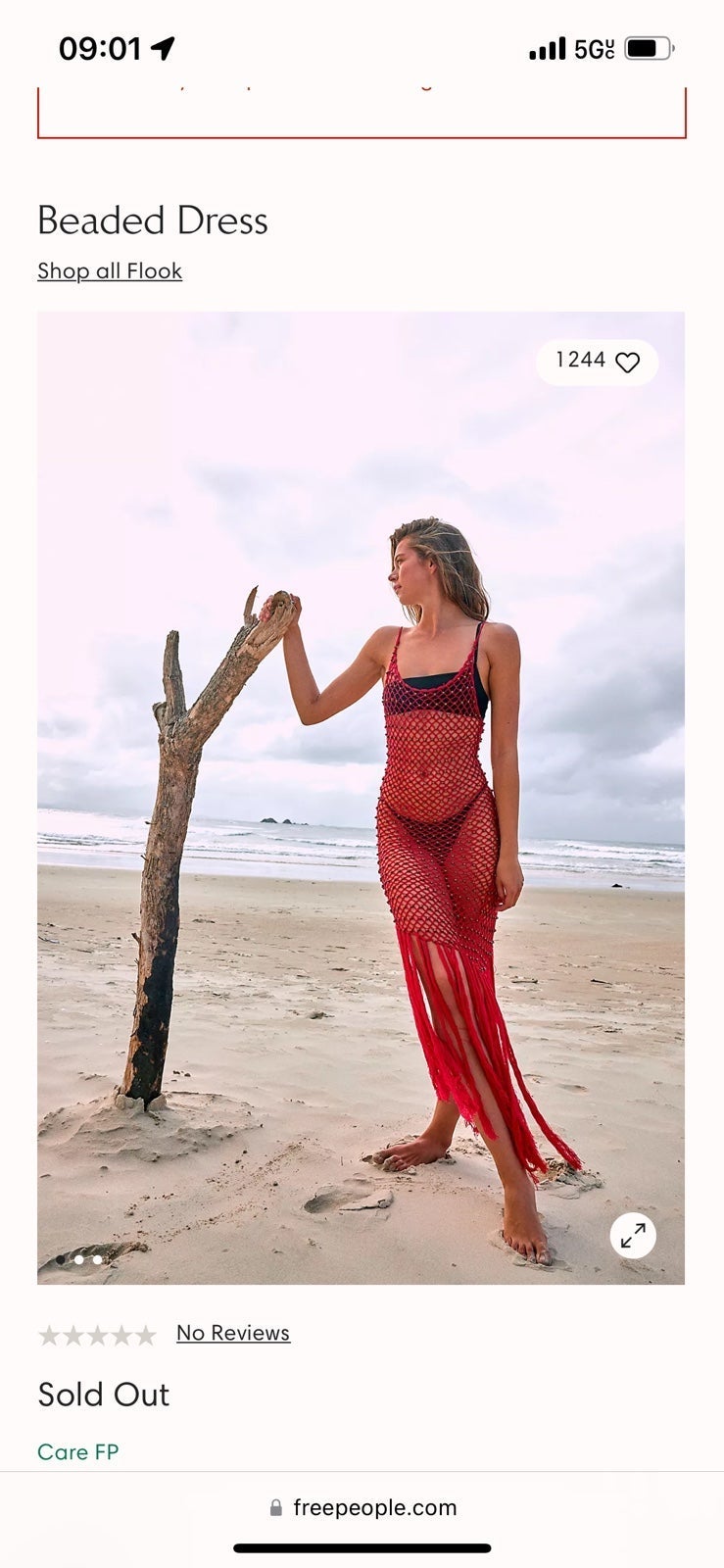 Free people red beaded crochet dress